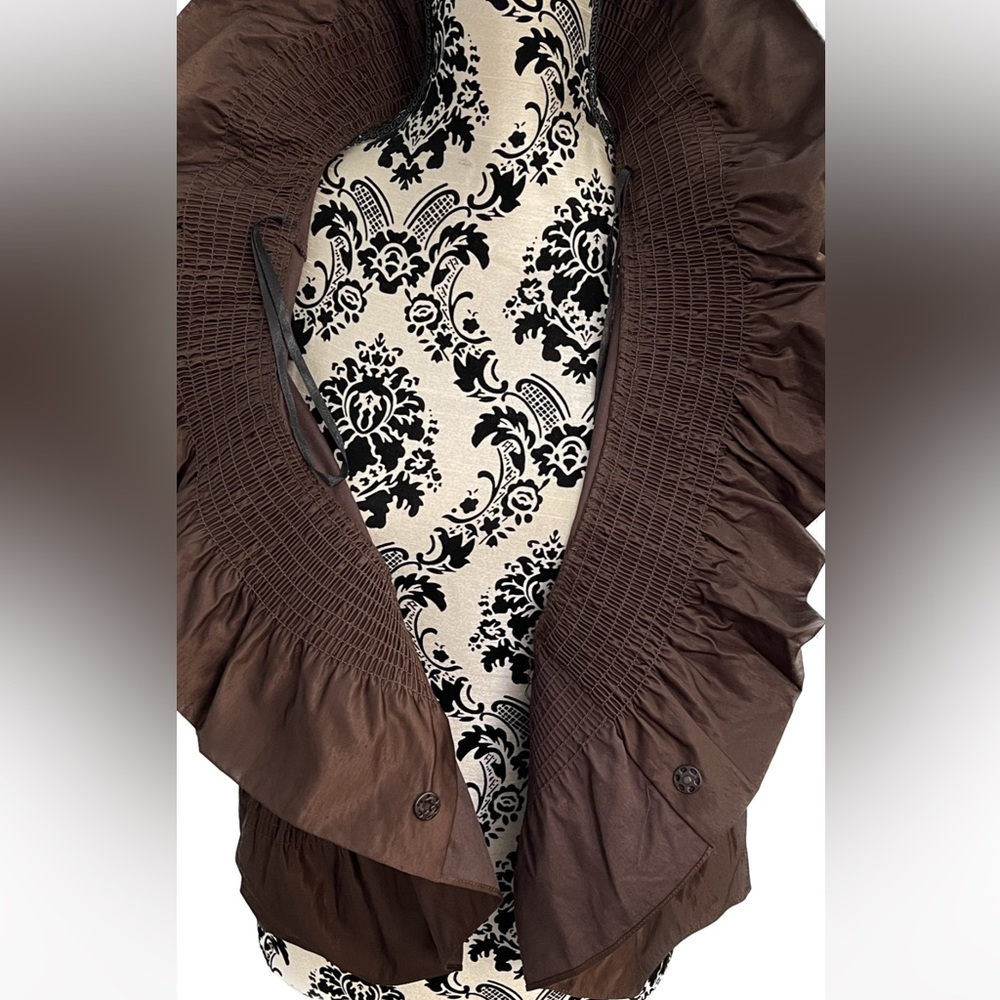 Dark Brown Ruffled Cardigan 2XL - Picture 2 of 9